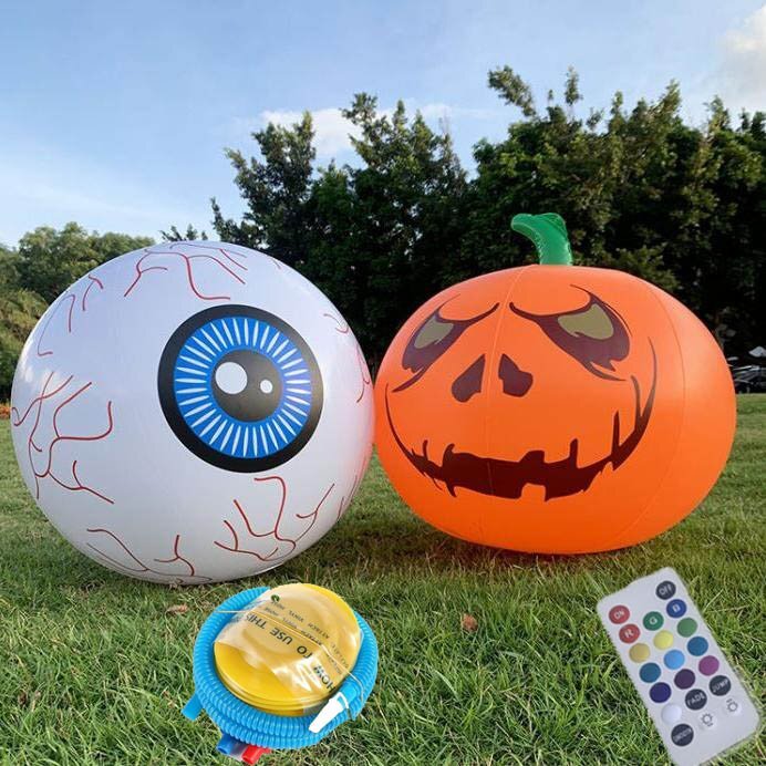 🎃Inflatable Led light-up waterproof eyeball pumpkin 13 colours with remote control