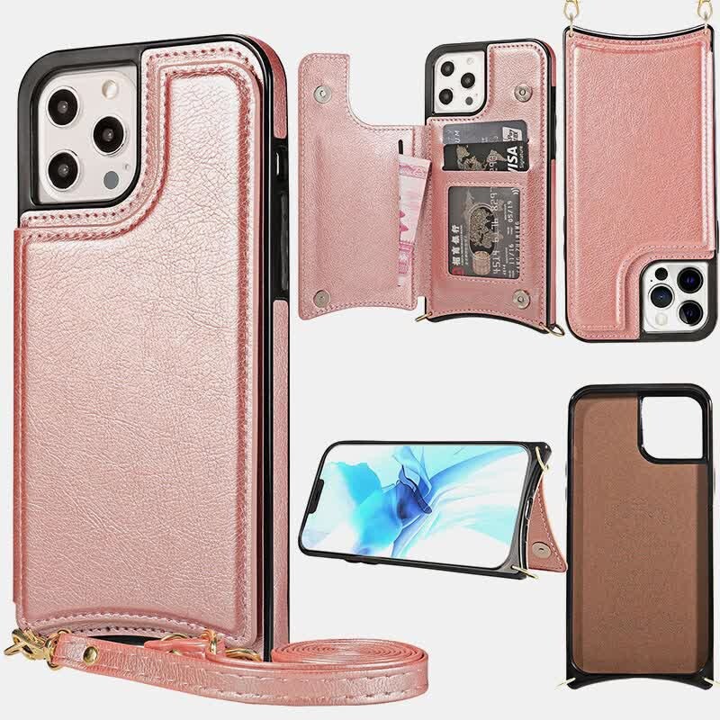 Compatible with iPhone Kickstand Wallet Case Phone Bag with Crossbody Strap