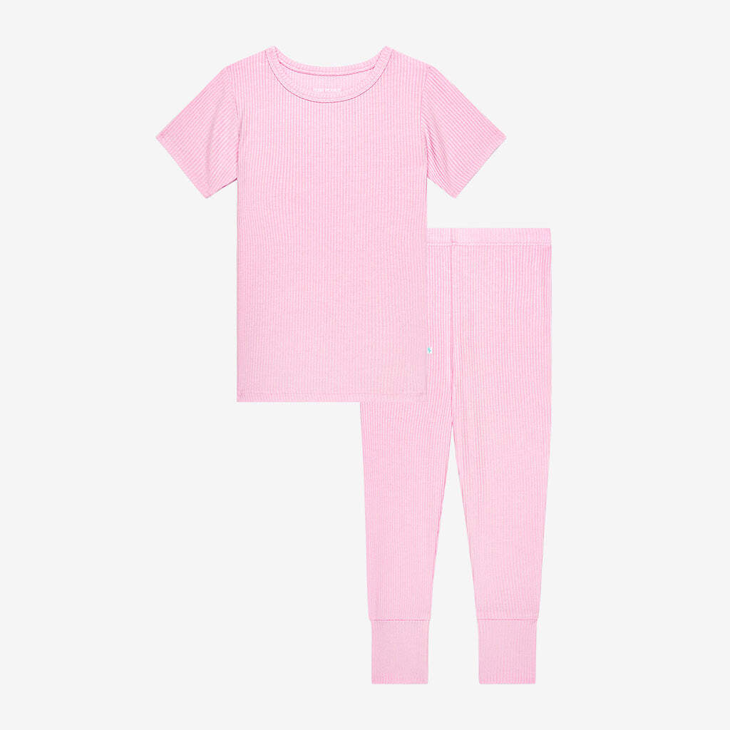 Posh Pink Ribbed Short Sleeve Pajamas