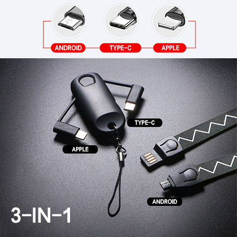 Data Cable Lanyard3 in 1 Multifunction