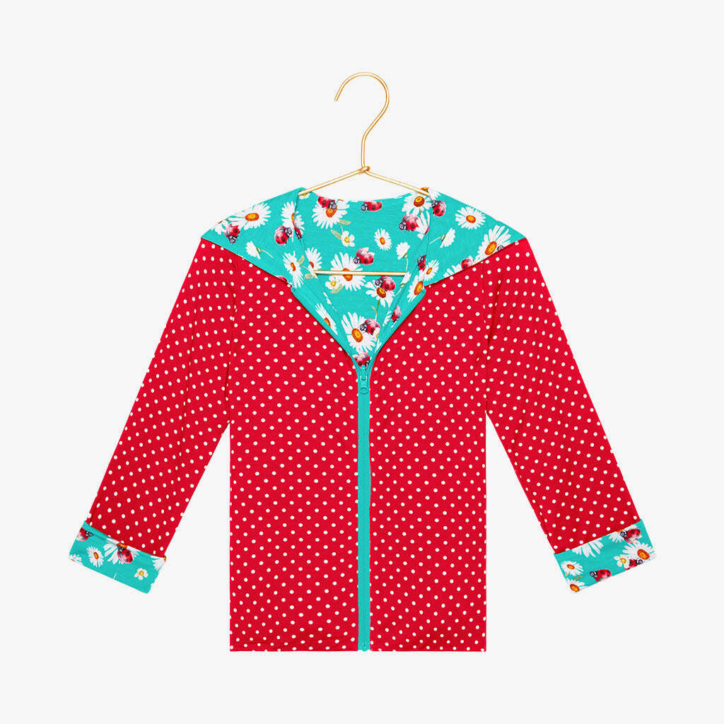 Ladybug & Rose Petal Polka Dot Reversible Long Sleeve Jacket
