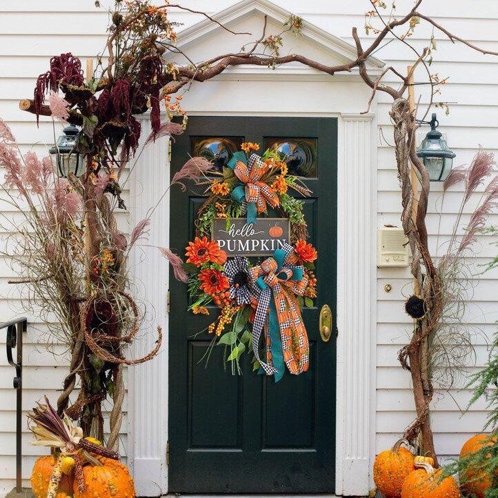 Hot Sale🎃Teal Fall Wreath Pumpkins Wreath(50% DISCOUNT)