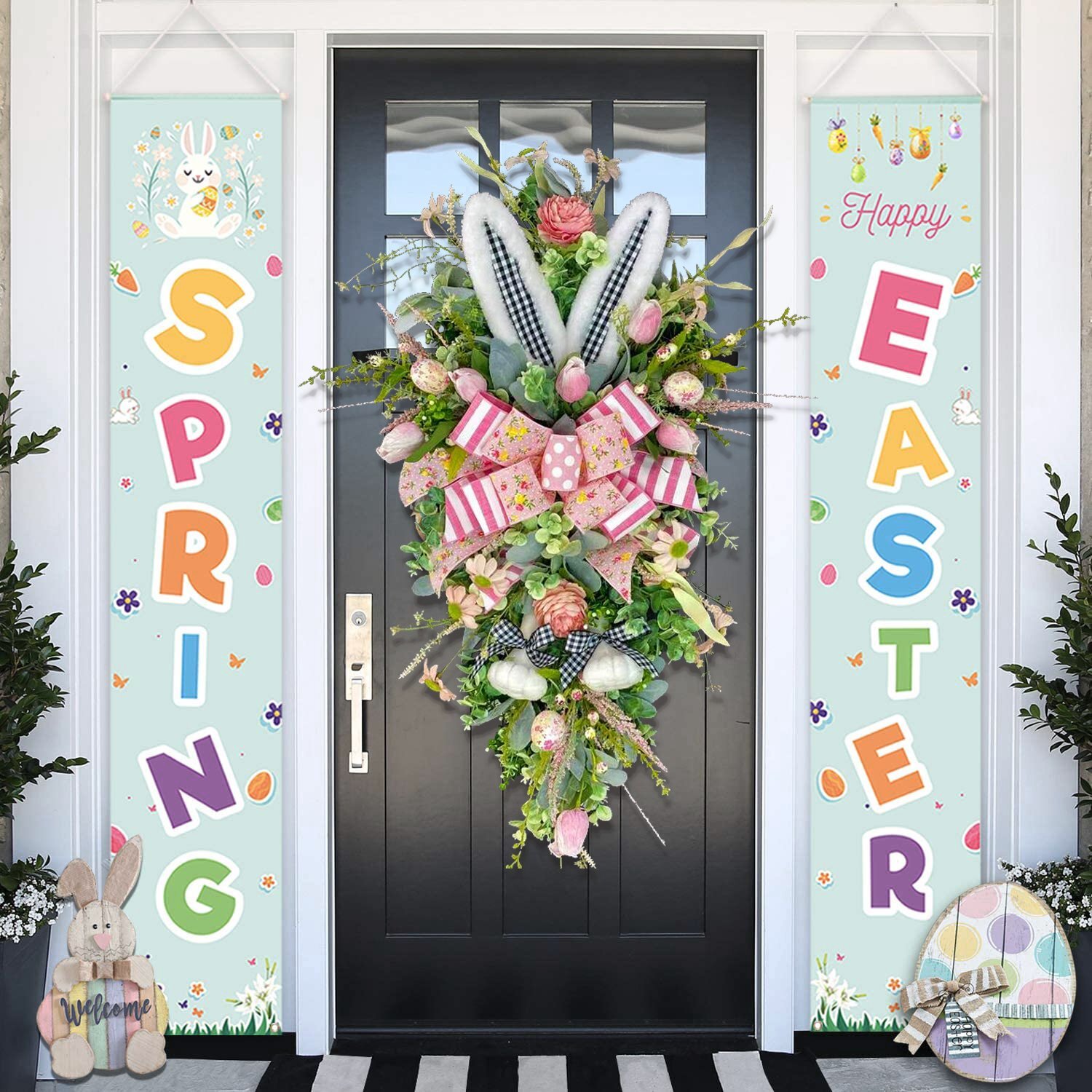Large Easter Wreaths for Front Door, Designer Easter Wreath, Floral Spring Wreath
