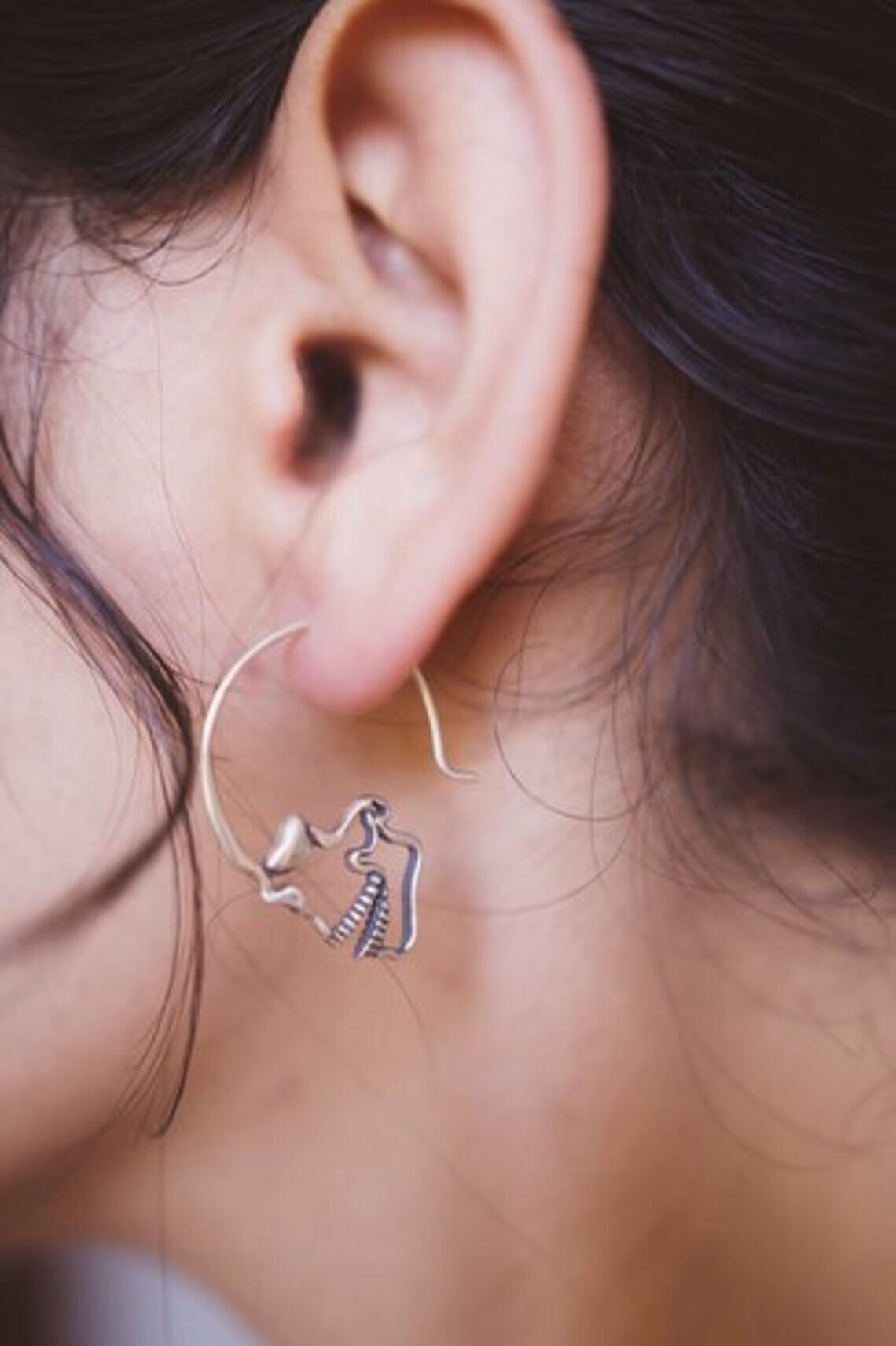 Skull earrings punk earrings skull hoop earrings drop earrings 3D detailed double sided mens womens gift