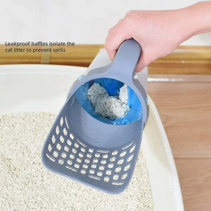 Cat Litter Scoop Integrated Detachable Deep Shovel Holder with Poop Sifting and Litter Bags