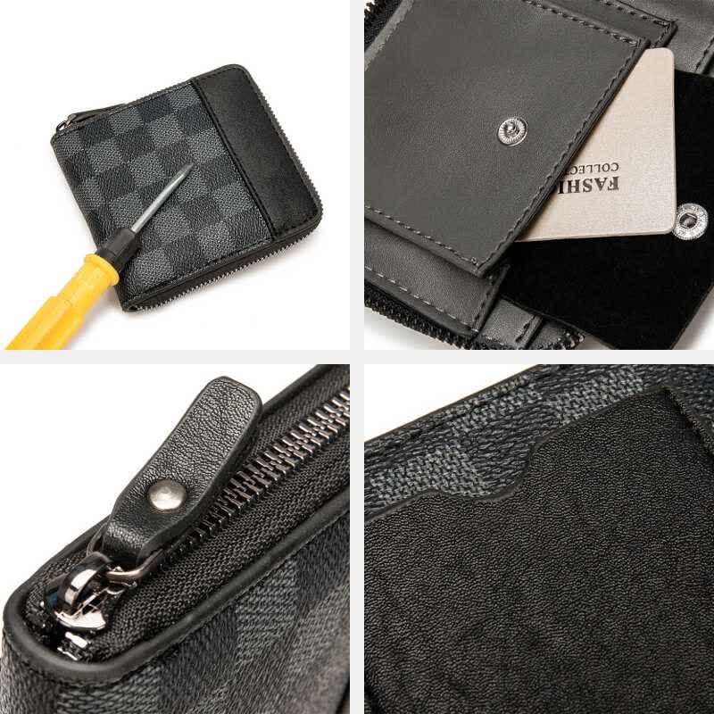 Men's Leather Wallet Zip Around Pattern Print Luxury Wallet Card Holder