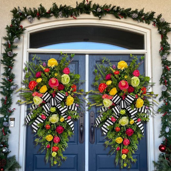 Extra Large Spring Wreath, Easter Wreaths for Front Door