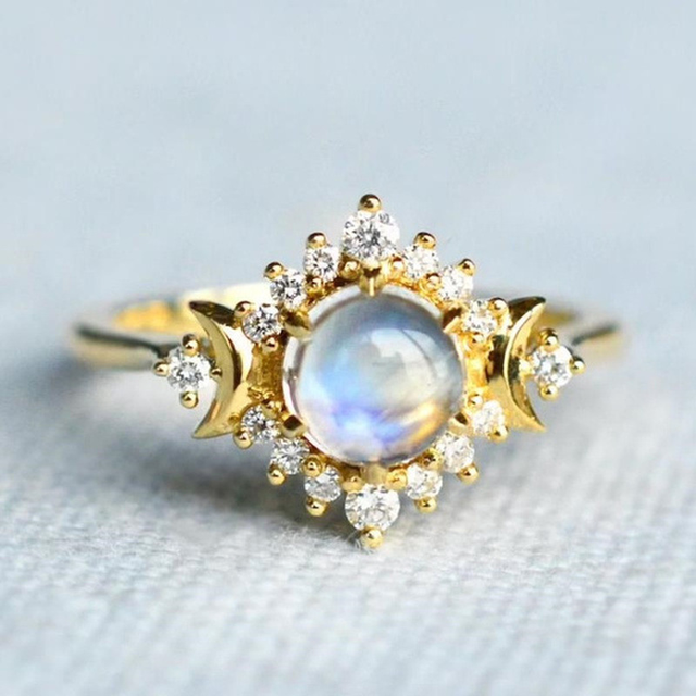 Gothic Moonstone Ring for Women Goddess Ring Moon of My Life Moon Goddess Crescent Ring Moon Rings for Women Silver Jewelry