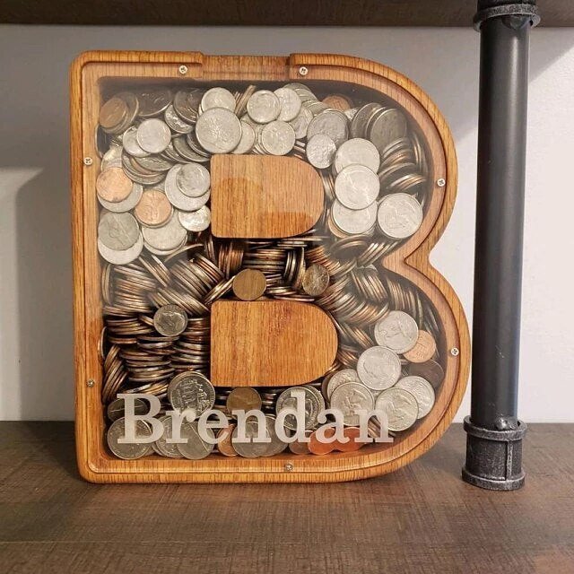 (Only Christmas Sale 50% OFF) Personalized Wooden Letter Piggy Bank