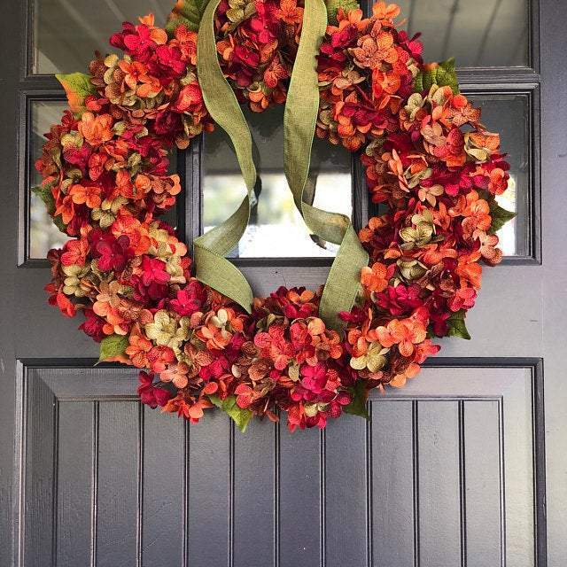 Fall hydrangea wreath - Rustic home decor