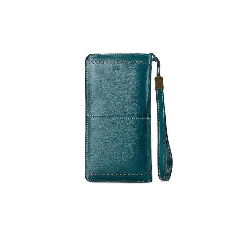 Large capacity leather wallet with RFID protection