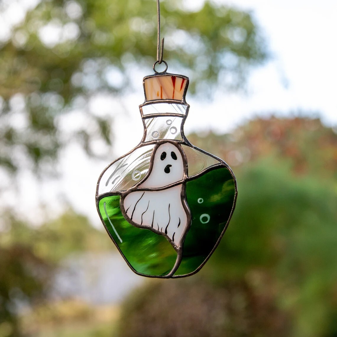 Ghost stained glass window hangings decor Halloween stained glass suncatcher Halloween gifts