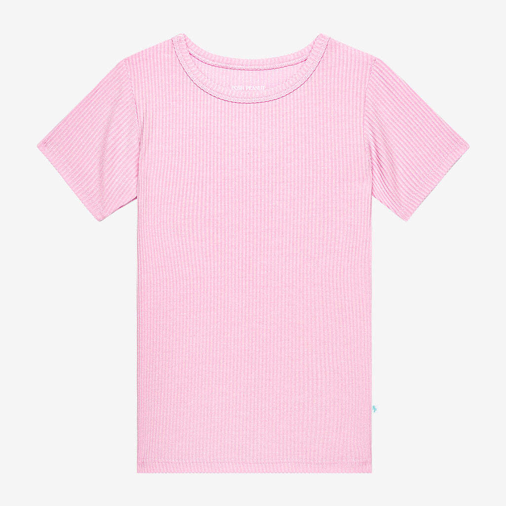 Posh Pink Ribbed Short Sleeve Pajamas