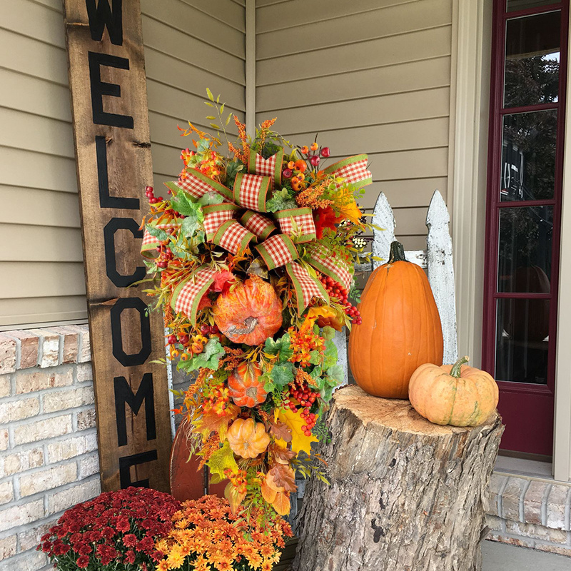 Large Fall Pumpkin Wreath-Year Round Wreath
