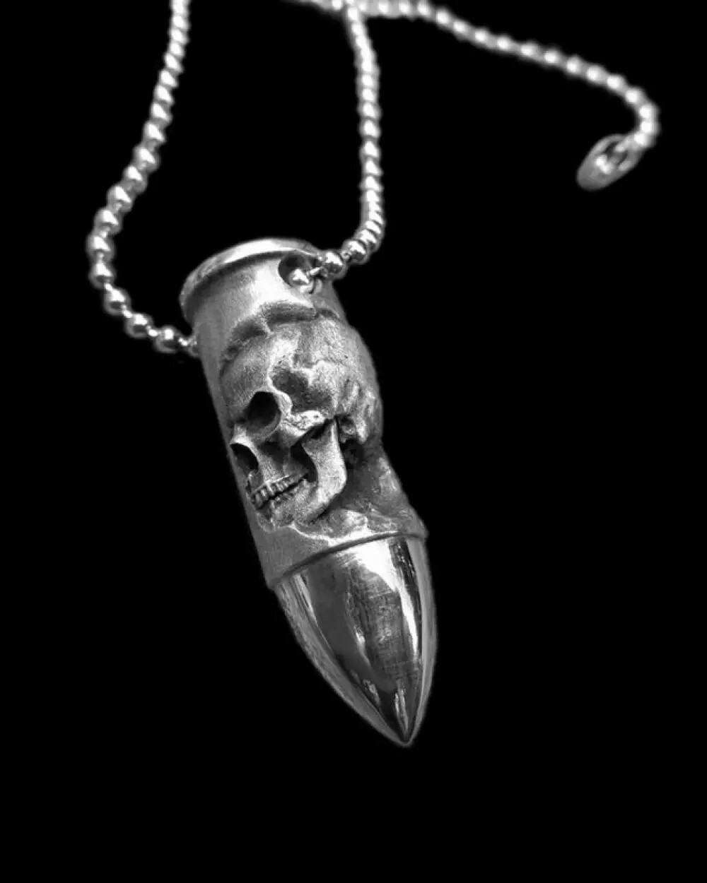 Gothic Cross Skull Bullet Pendant（Free chain）