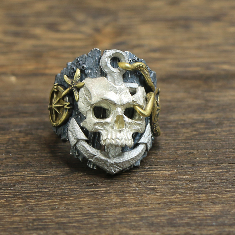 Abyssal Skull Sterling Silver Ring