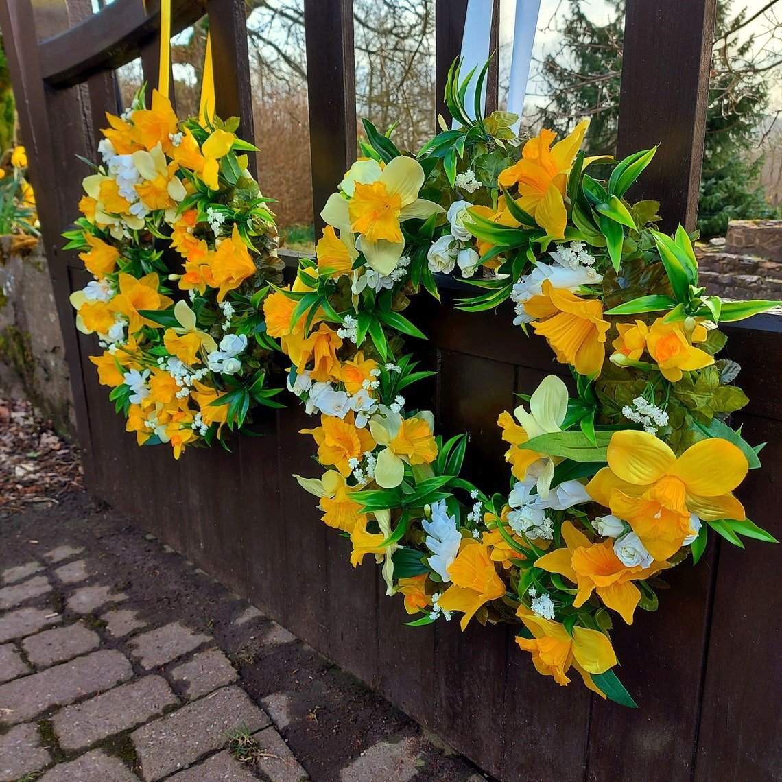 Easter Spring Yellow Daffodil Wreath-❤️like real flowers