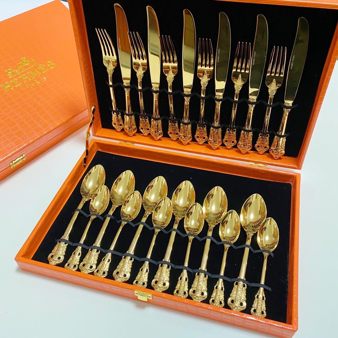 Western tableware 24 piece set knife and fork meal dessert coffee spoons combination 304 stainless steel