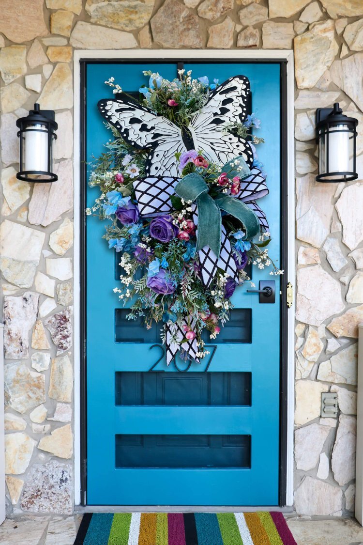 Rose Butterfly Wreath-Spring Whimsical Wreath
