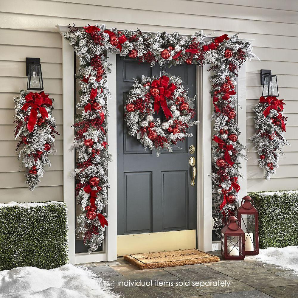🎄The Cordless Prelit Red And White Holiday Trim