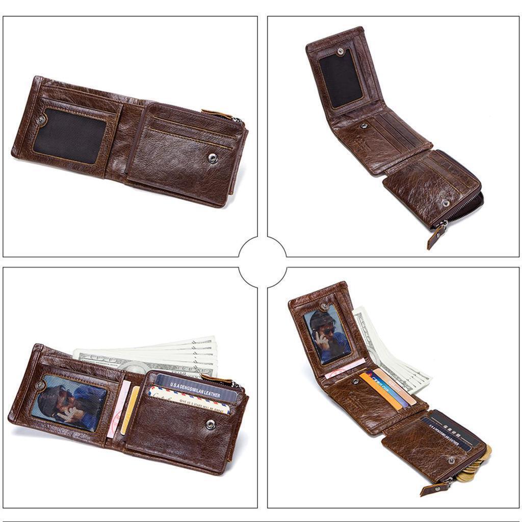 Genuine Leather Men‘s Wallet Short Purse For Men Coin Pocket Wallets Male Portmane