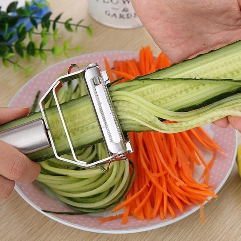 Ultra Sharp Stainless Steel Dual Julienne & Vegetable Peeler with Cleaning Brush & Blade Guard PK001 Precision Kitchenware 