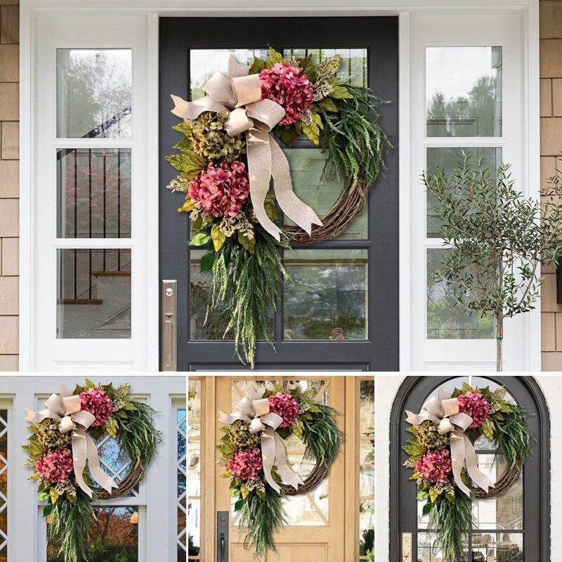 Farmhouse pink hydrangea wreath - Rustic home decor