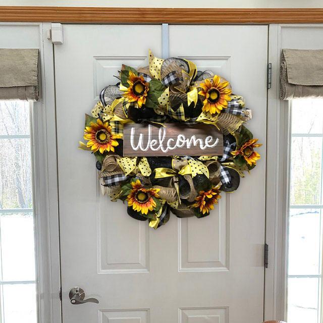 Sunflower brown and yellow bee Wreath-Front Door Wreaths for Spring