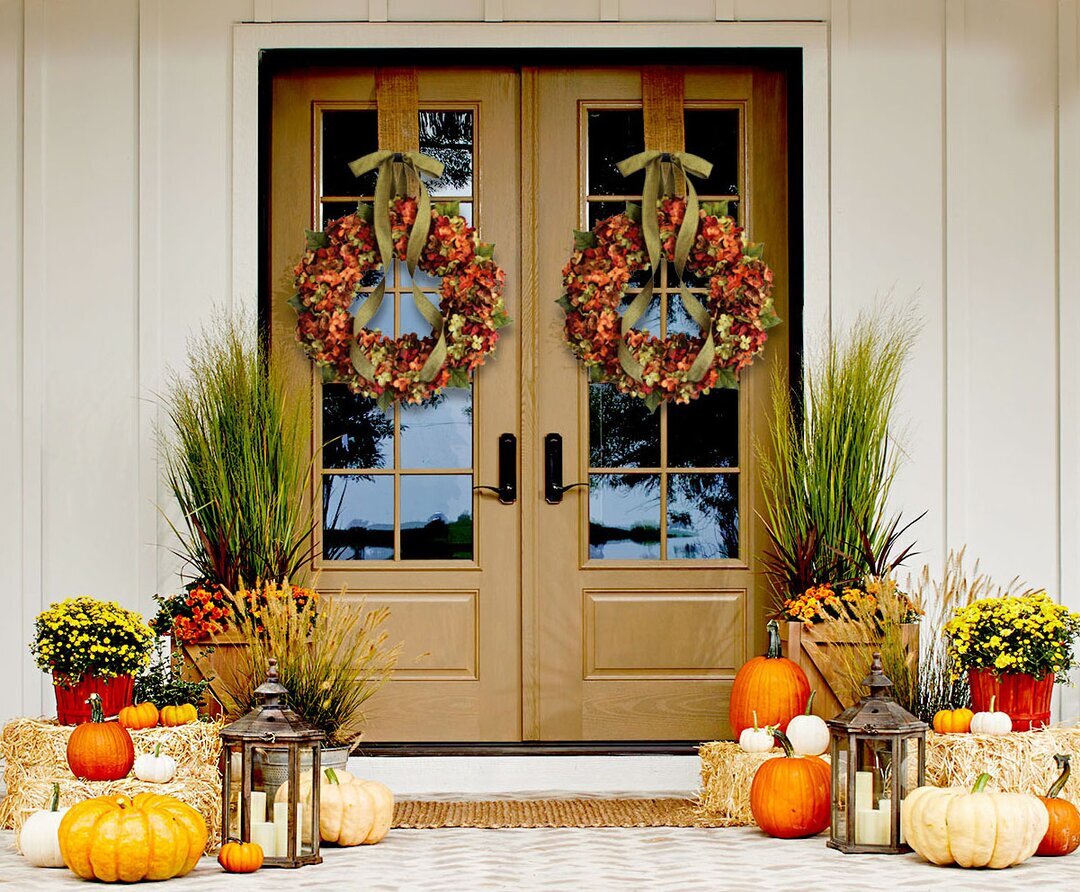 Autumn hydrangea wreath-rustic home decor
