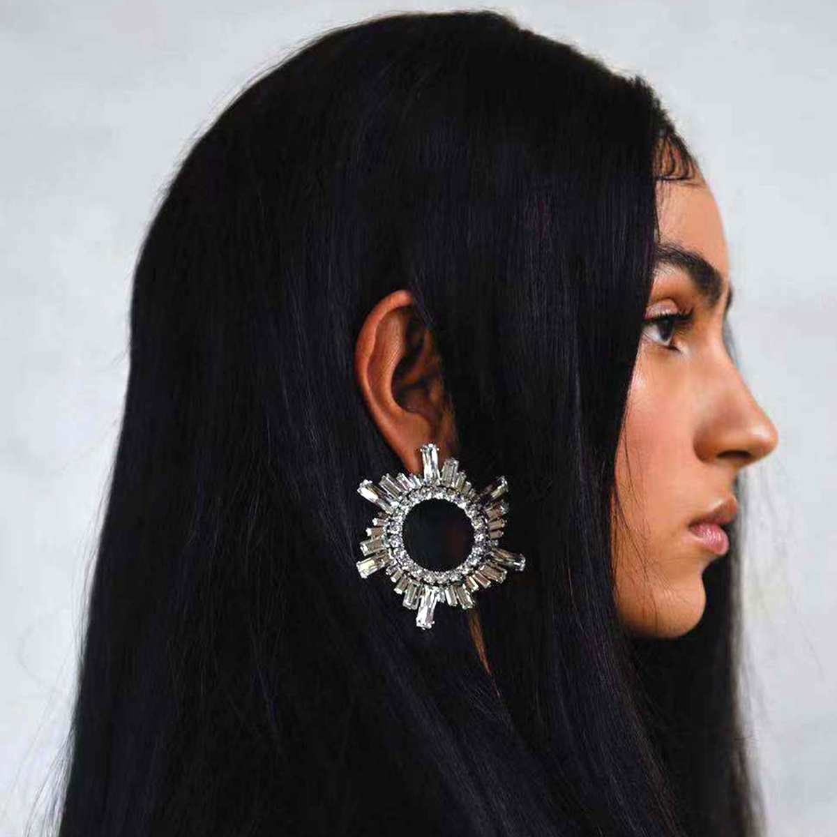 New Trend Rhinestone Flower Dangling Earrings for Women Dinner Wedding Accessories Fashion Statement earring Luxury Jewelry