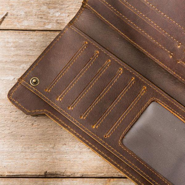 Multi-Card Genuine Leather Two-Fold Wallet Phone Bag