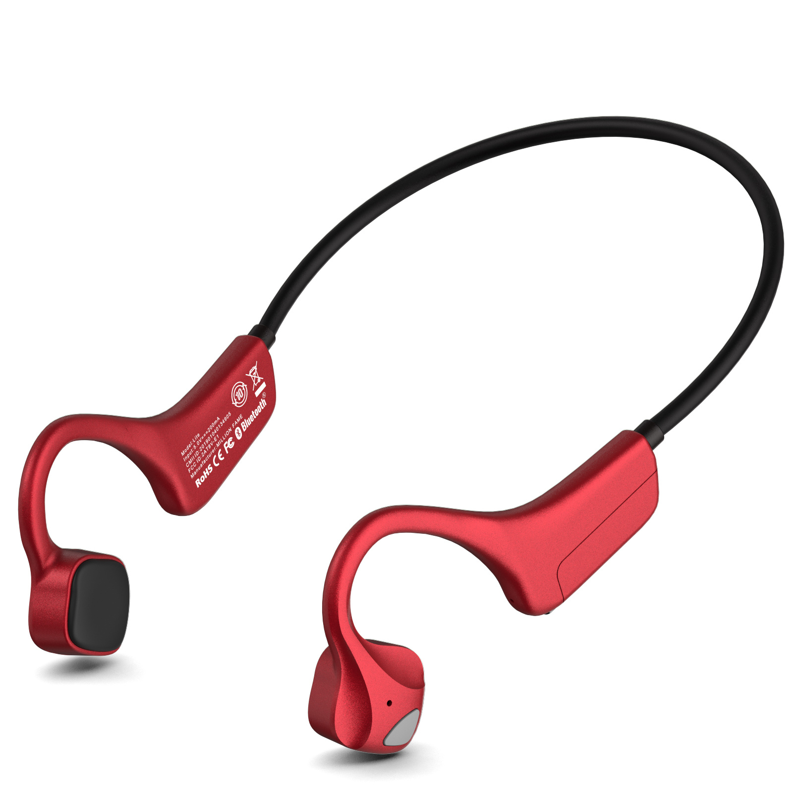 Bone Conduction Headphones with Noise Reduction Tech, 9 Digital N1 Open Ear Headphones with MIC, Waterproof Wireless Bluetooth 5.0 Sport Headset for Running, Bicycling, Hiking, Yoga -Red