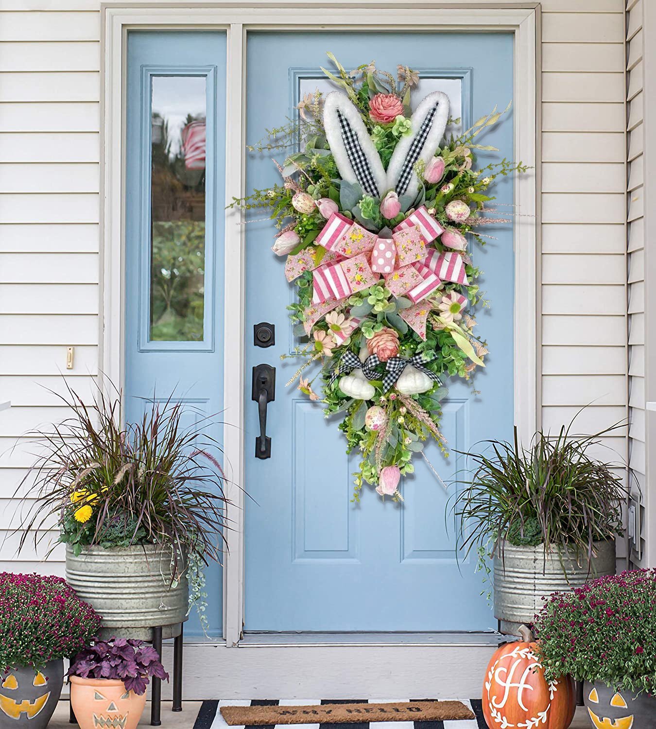 Large Easter Wreaths for Front Door, Designer Easter Wreath, Floral Spring Wreath