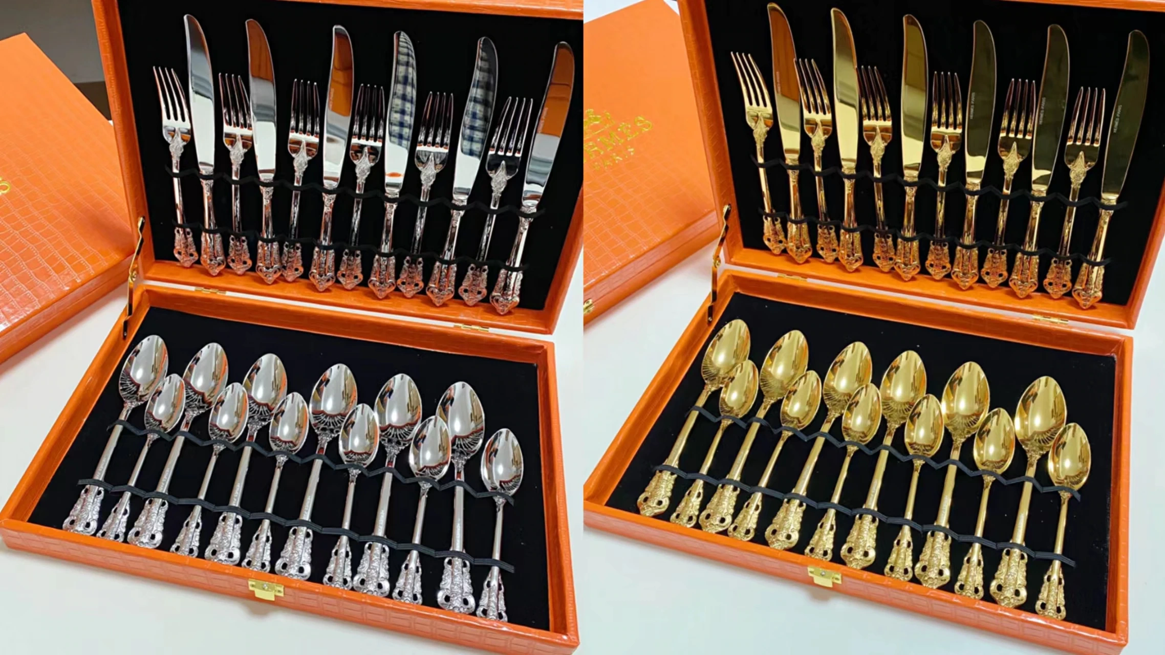 Western tableware 24 piece set knife and fork meal dessert coffee spoons combination 304 stainless steel