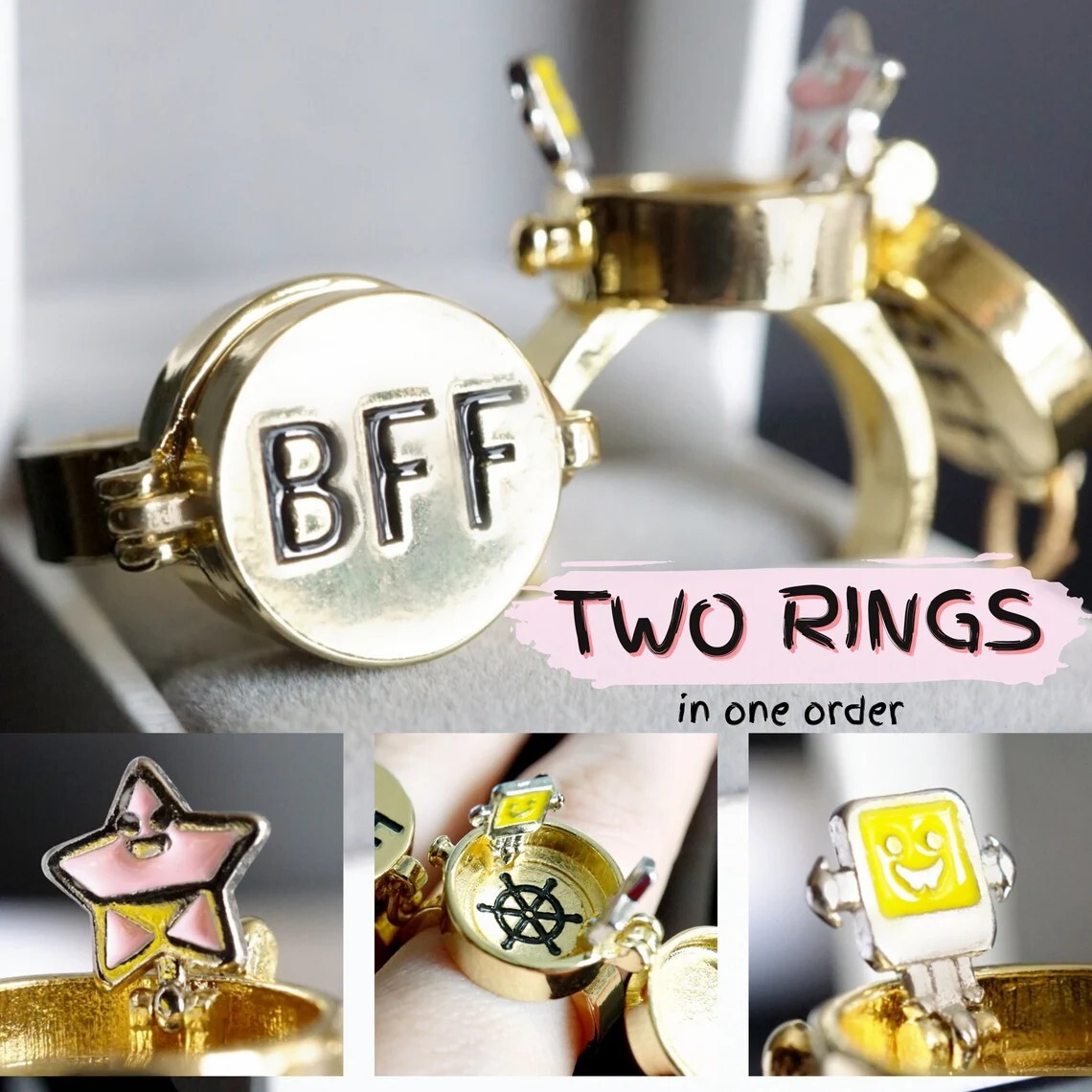 2022 Trend🔥 BFF Rings, best friends ring, Rings for friend Cartoon