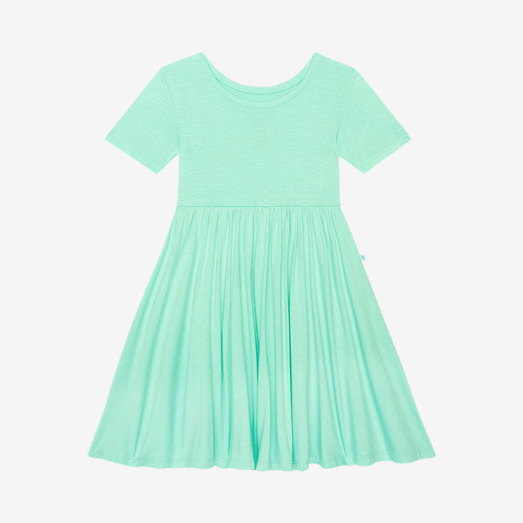 Sea Glass Short Sleeve Twirl Dress