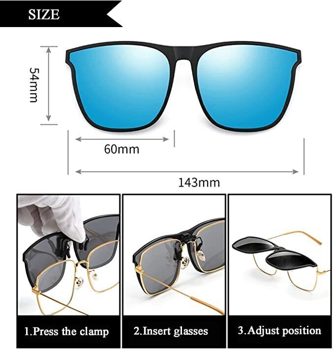 2022 NEW Polarized Clip-on Flip Up Metal Clip Sunglasses for Prescription Glasses