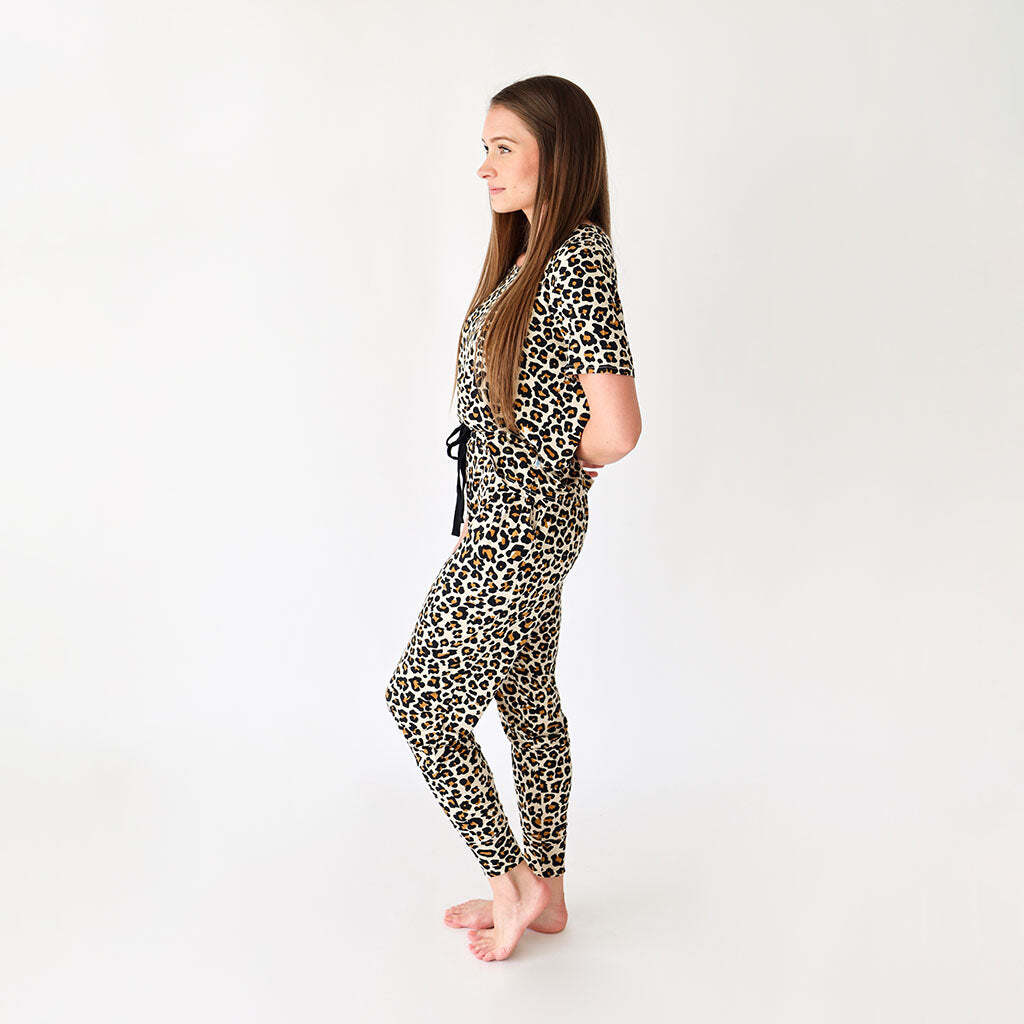 Lana Leopard Tan Women's Short Sleeve Scoop Loungewear
