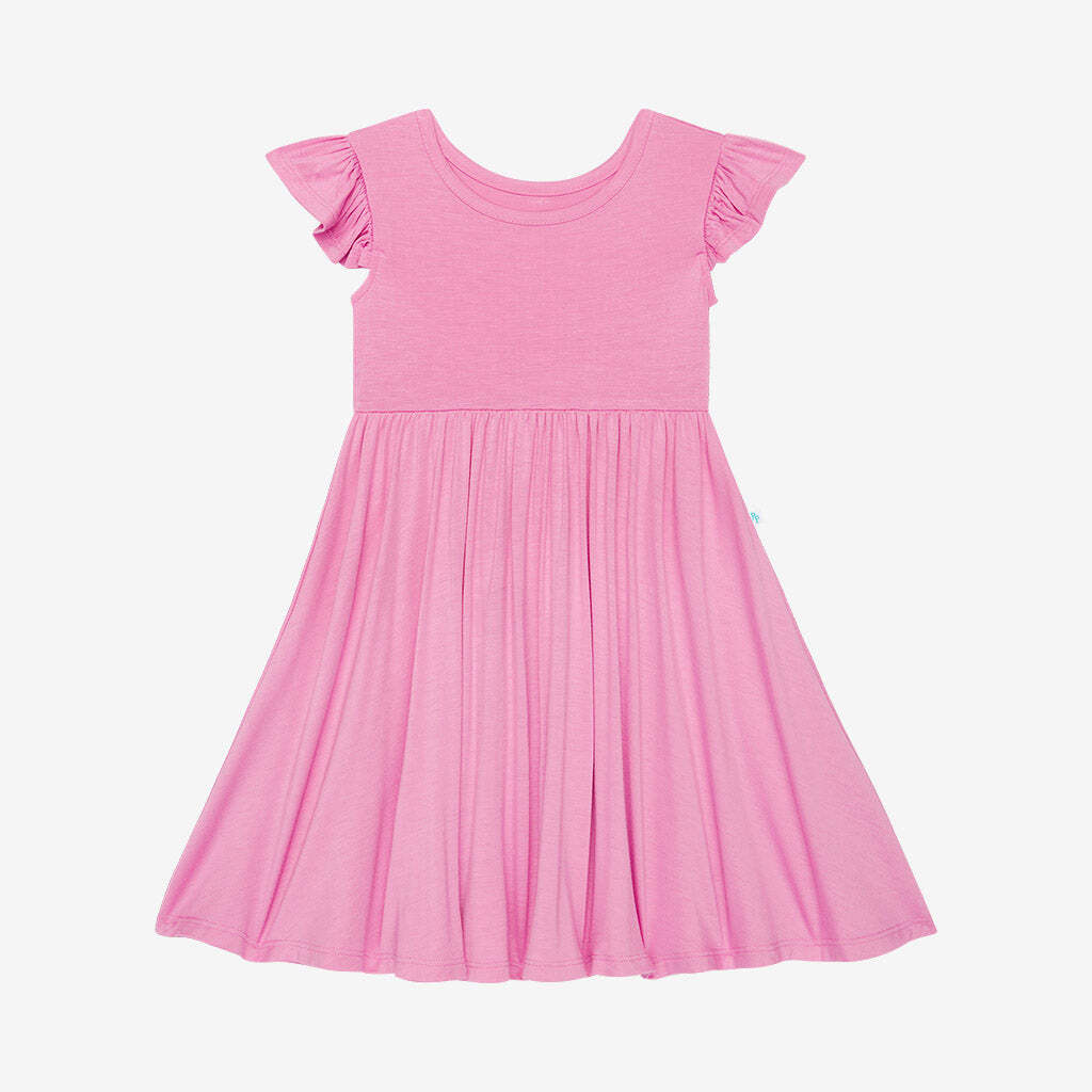 Pink Peony Ruffled Cap Sleeve Twirl Dress
