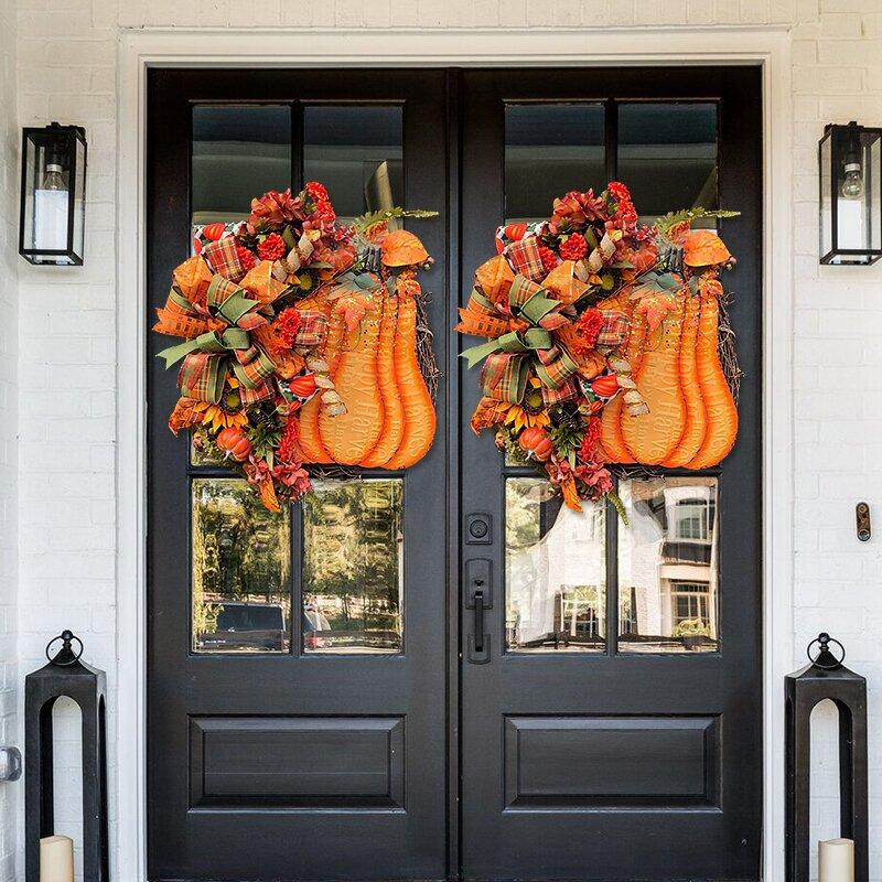 Autumn sale🎃Orange big pumpkin hydrangea wreath