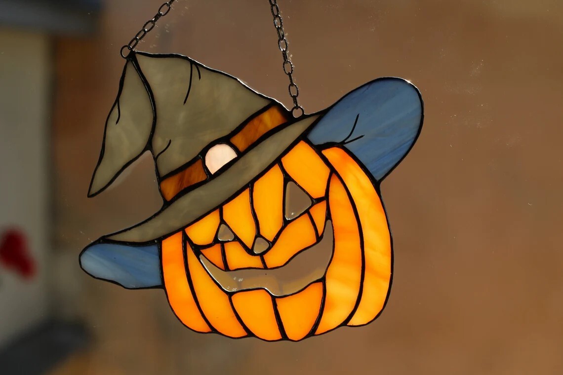Pumpkin in a hat Panel Orange Halloween Decor