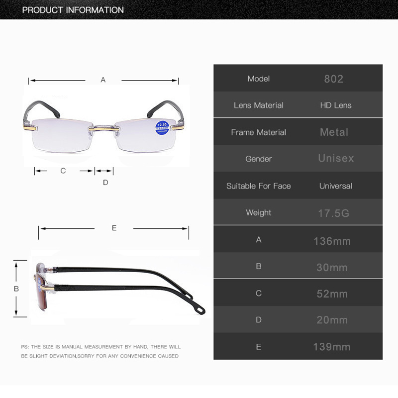 2022 New Sapphire high hardness anti-blue progressive Far And Near Dual-Use Reading Glasses