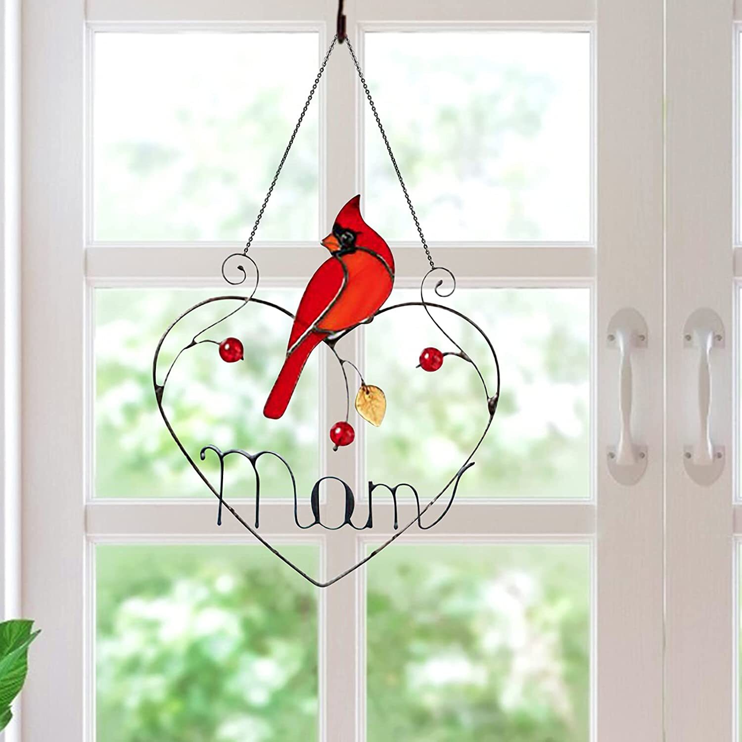 Personalised Red Cardinal Suncatcher - Gift for Mom