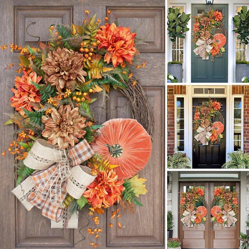 Fall Pumpkin Wreath-Rustic Grapevine Home Decor