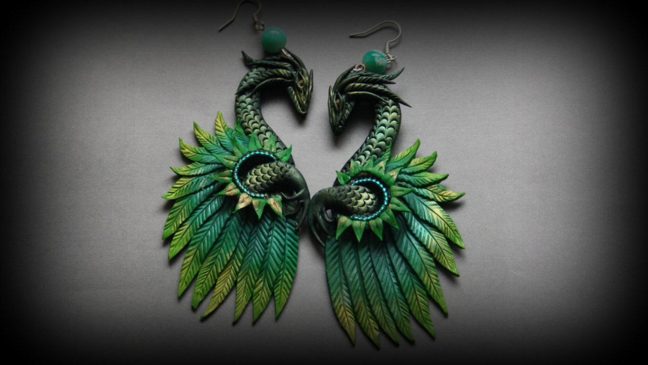 Fantasy dragon earrings