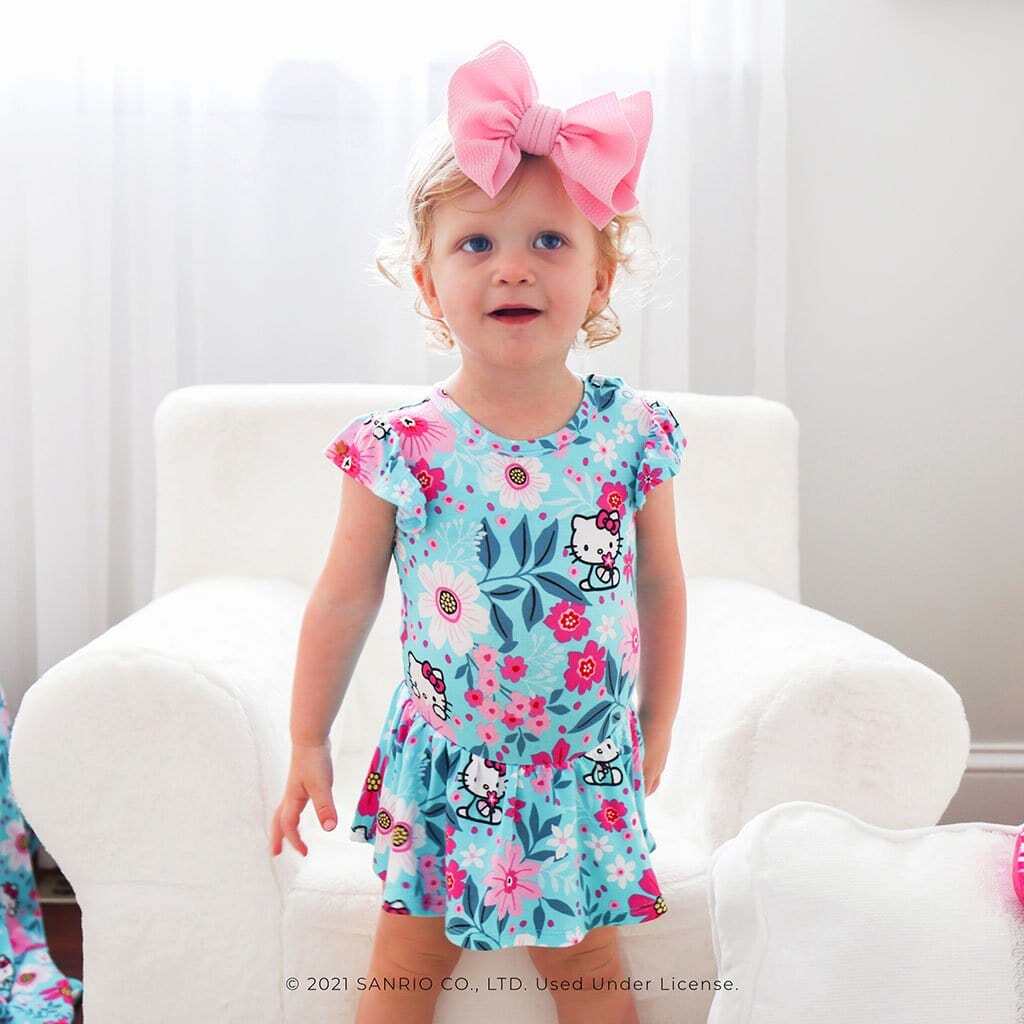 Hello Kitty® Floral Ruffled Cap Sleeve Twirl Skirt Bodysuit