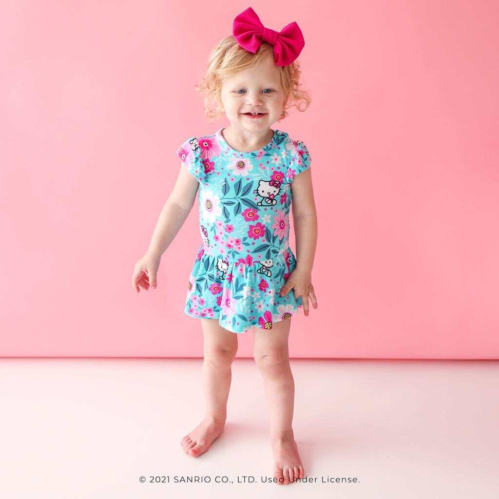 Hello Kitty® Floral Ruffled Cap Sleeve Twirl Skirt Bodysuit
