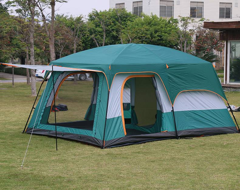 Large Portable Family Outdoor Camping Rainproof Double Pole Pole Tent
