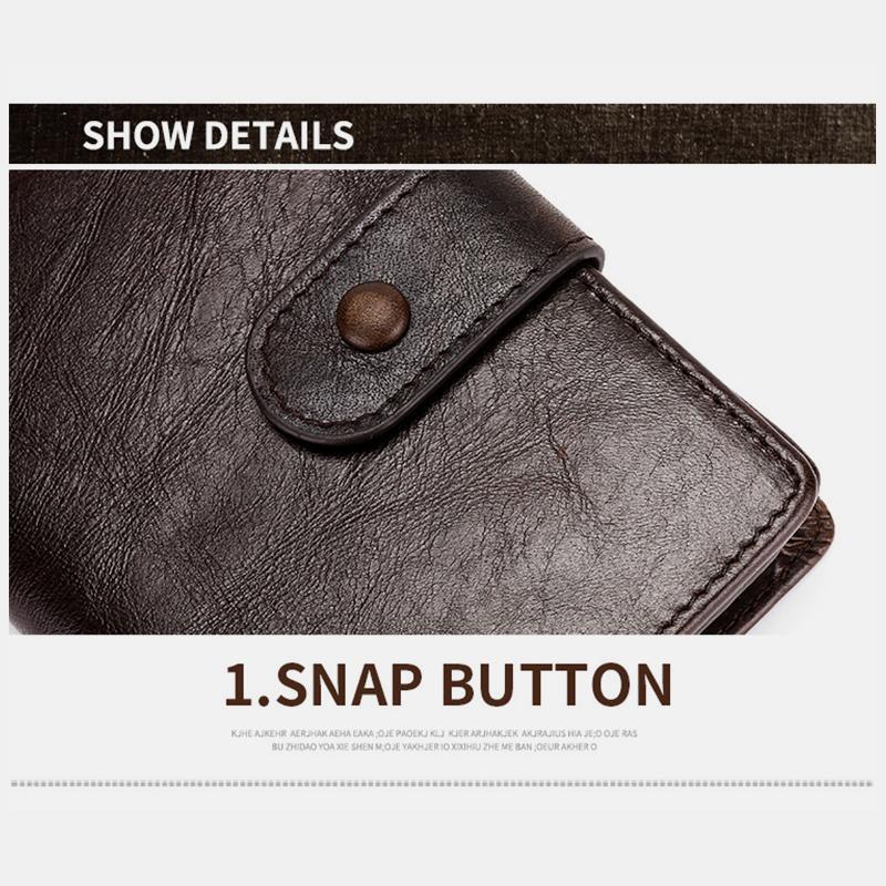 RFID Genuine Leather Multi-slot Bifold Wallet