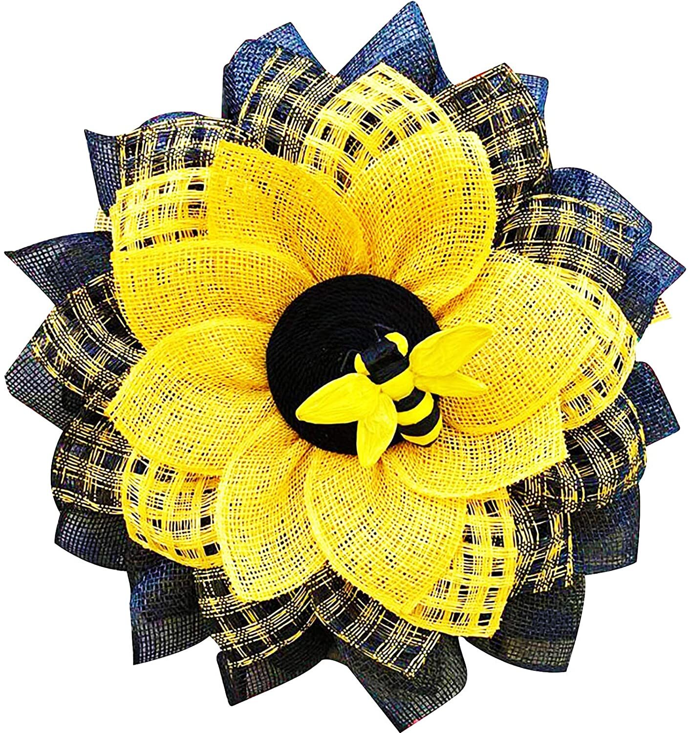 Artificial Sunflower Wreath Bee Sunflower Wreaths Spring Summer Wreath Decor